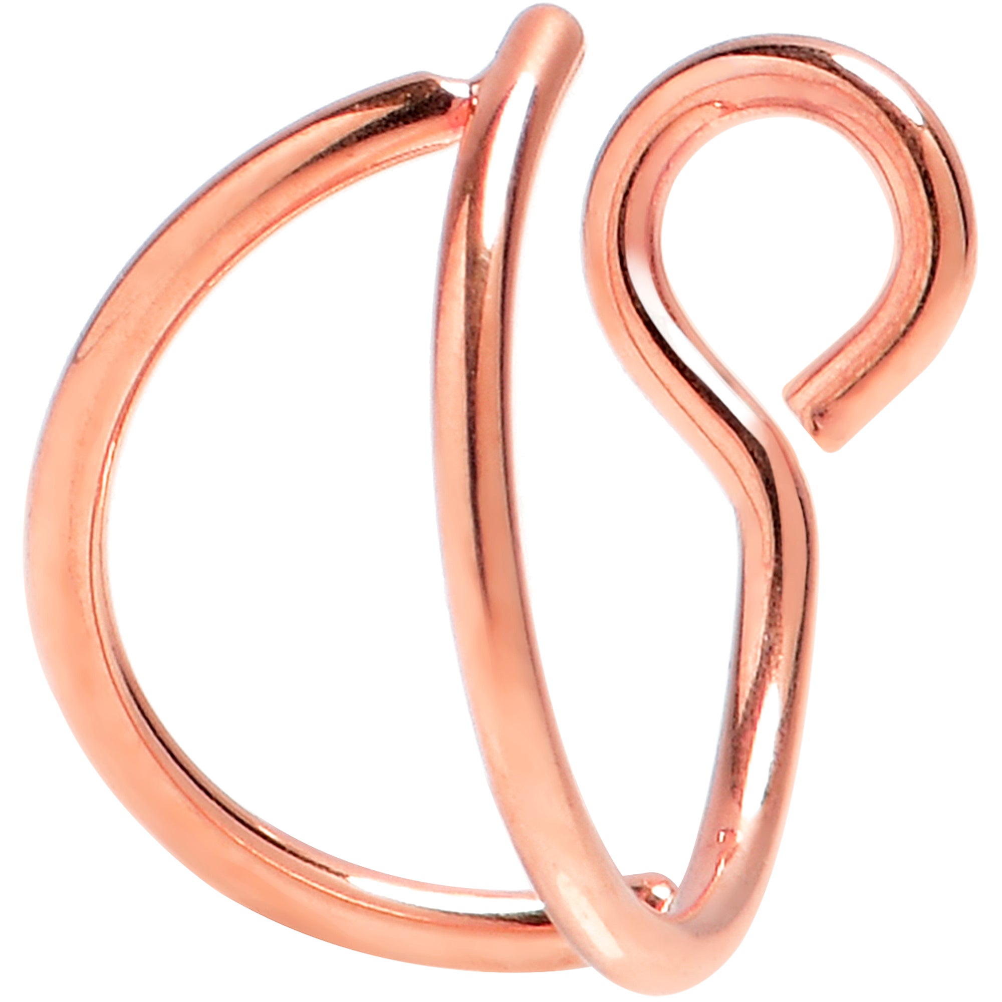 Rose Gold Stainless Steel Clip on Double Hoop Fake Nose Ring