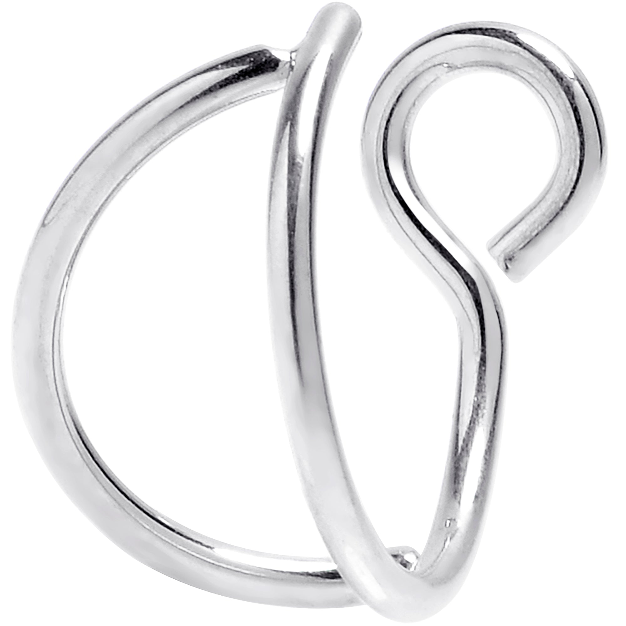 Silver Stainless Steel Clip on Double Hoop Fake Nose Ring