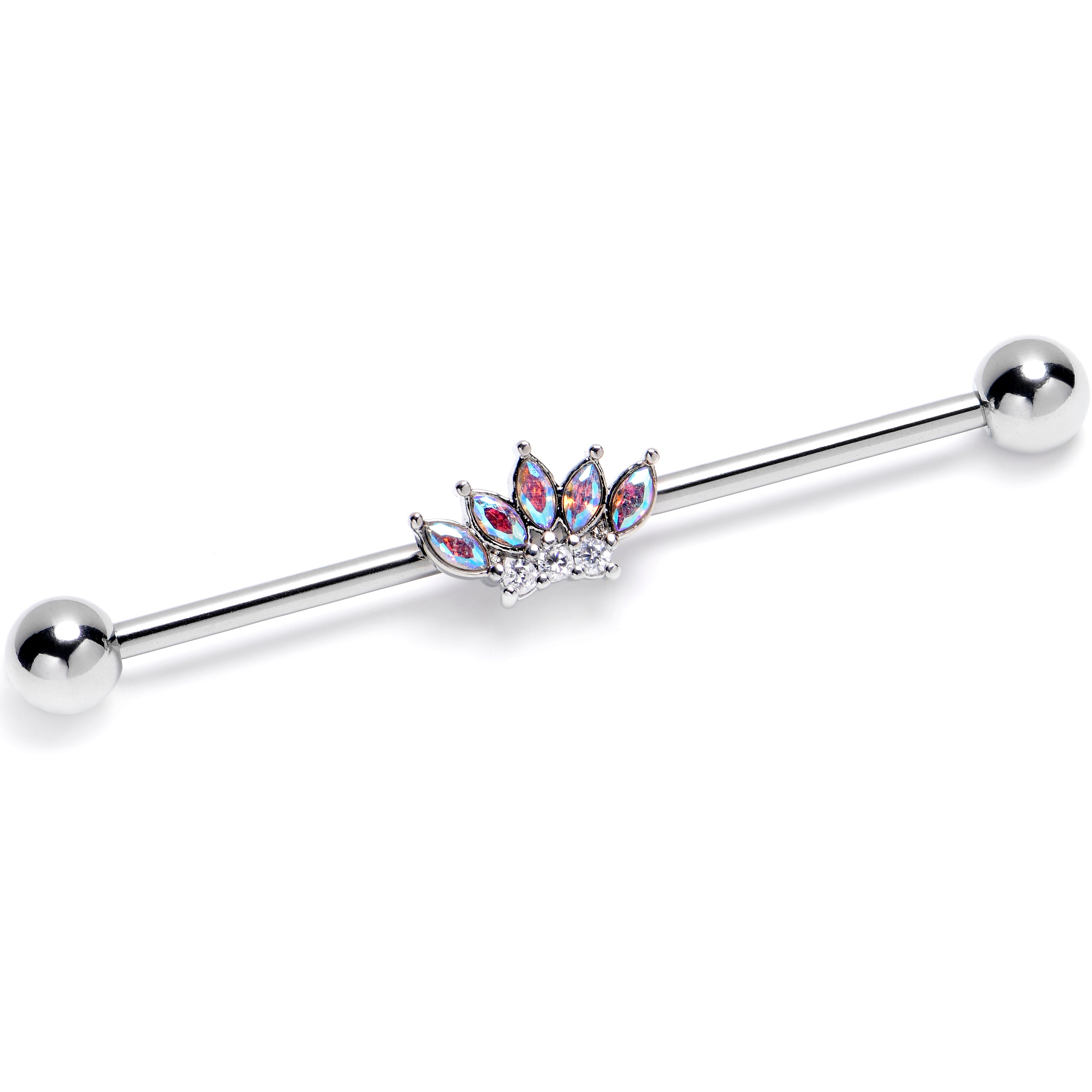 14 Gauge Aurora Gem Fashion Fan Industrial Barbell 38mm