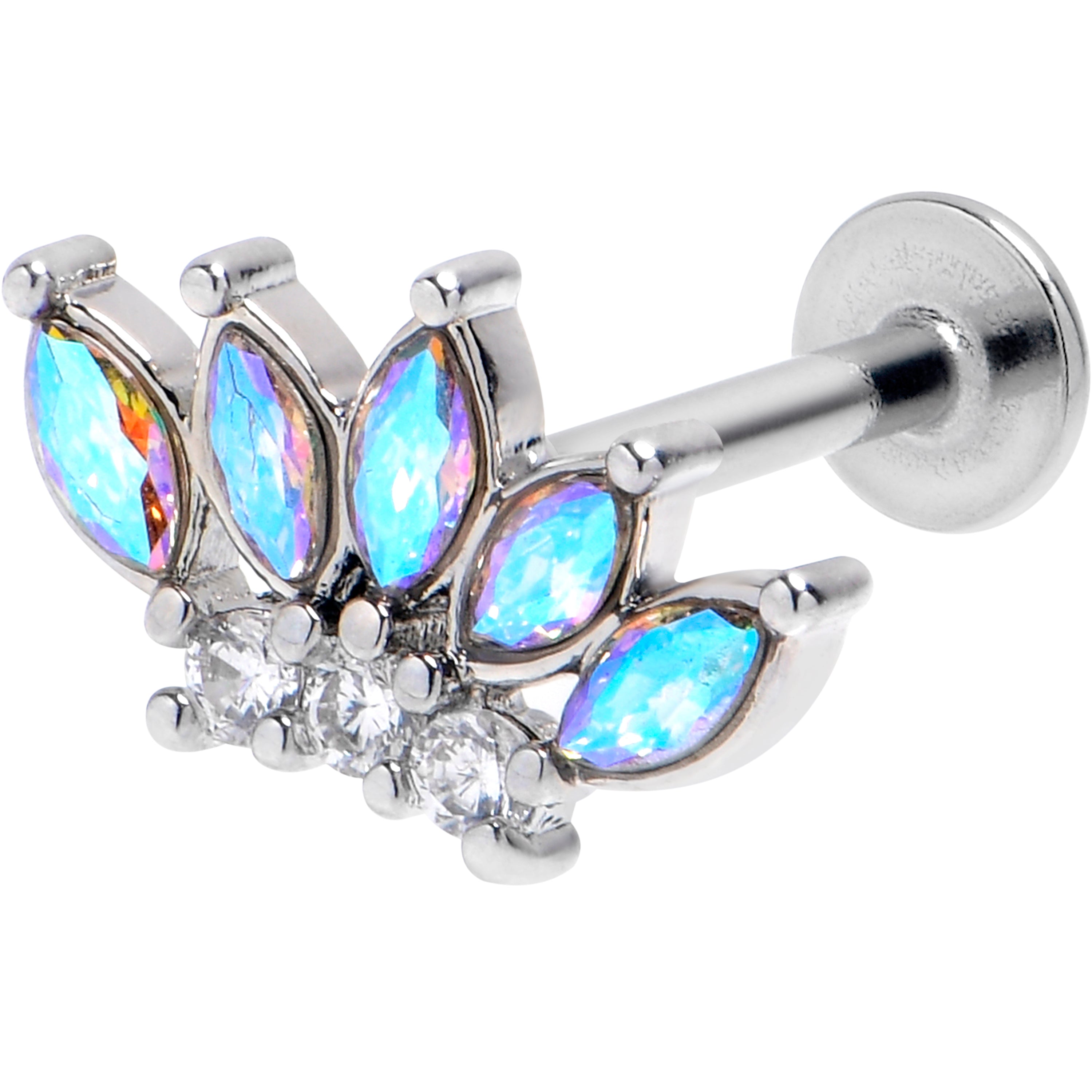 16 Gauge 5/16 Aurora Gem Fashion Fan Labret Monroe Tragus