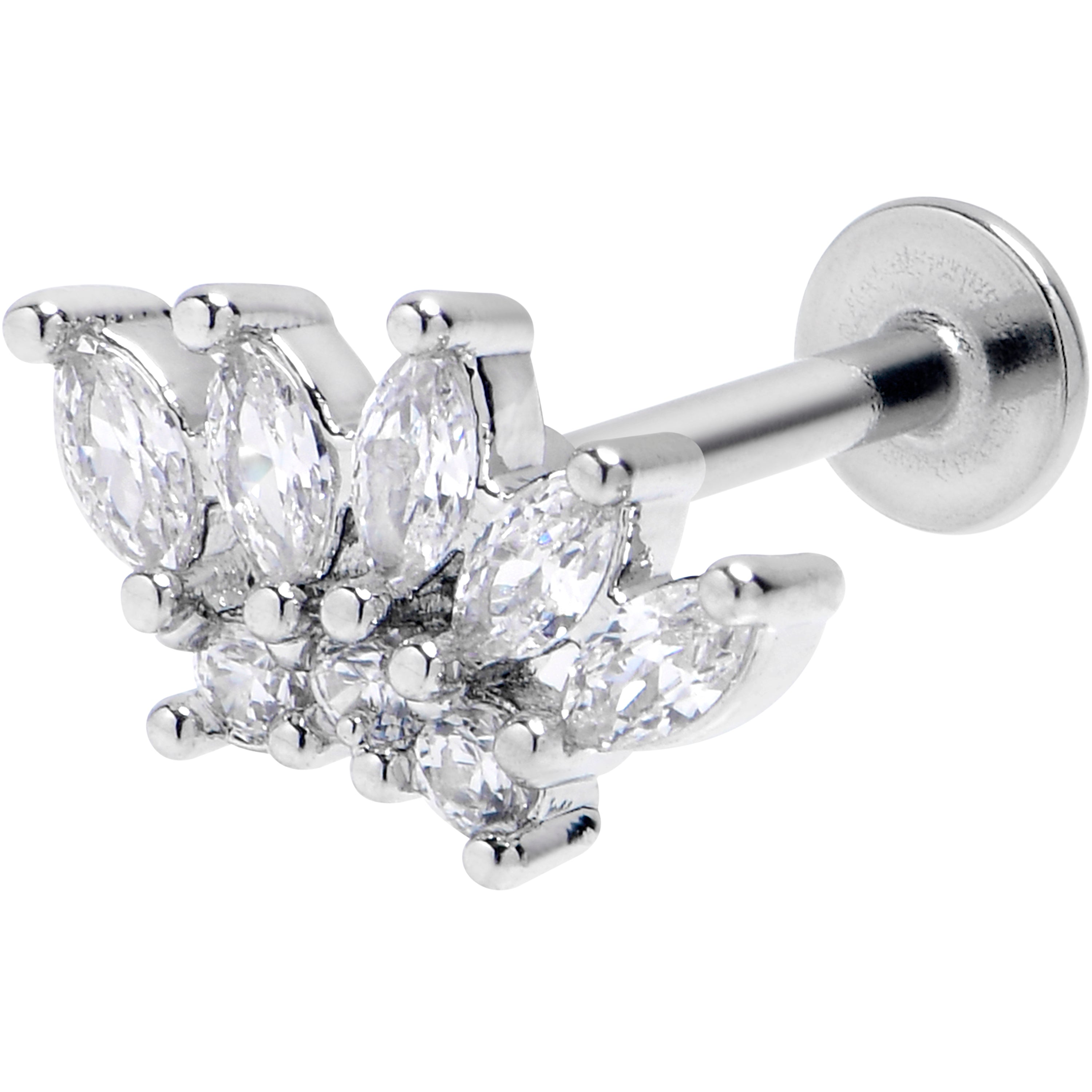 16 Gauge 5/16 Clear Gem Fashion Fan Labret Monroe Tragus