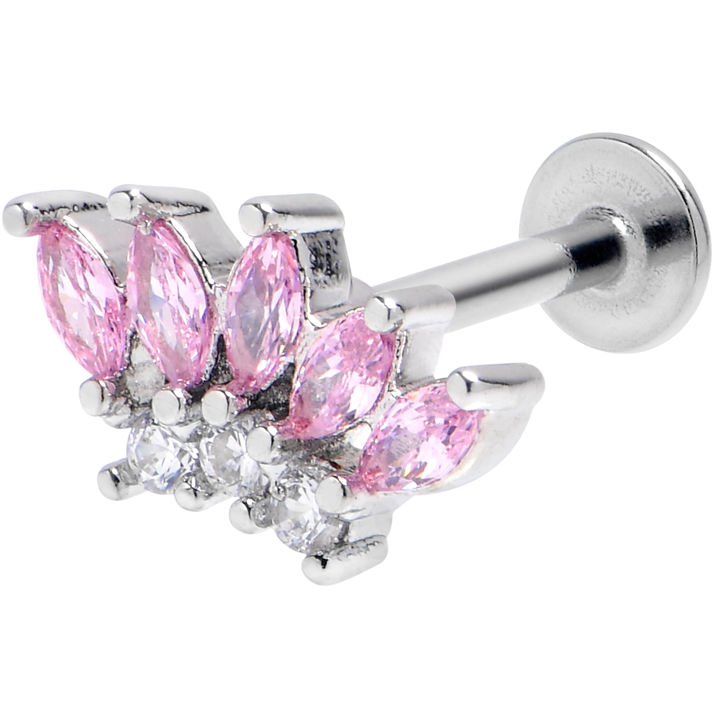 16 Gauge 5/16 Pink Gem Fashion Fan Labret Monroe Tragus