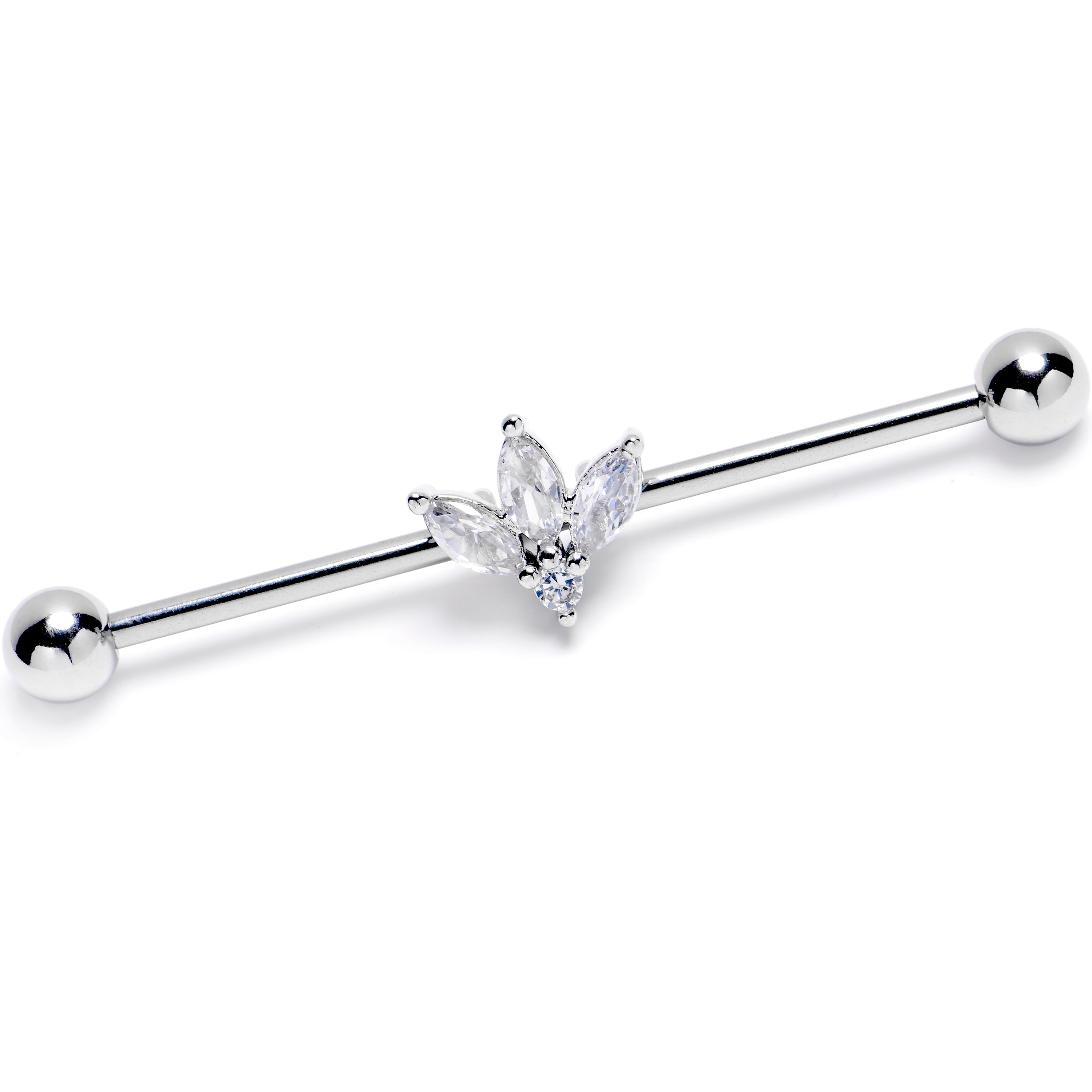 14 Gauge Clear Gem Fashion Fan Mini Industrial Barbell 38mm