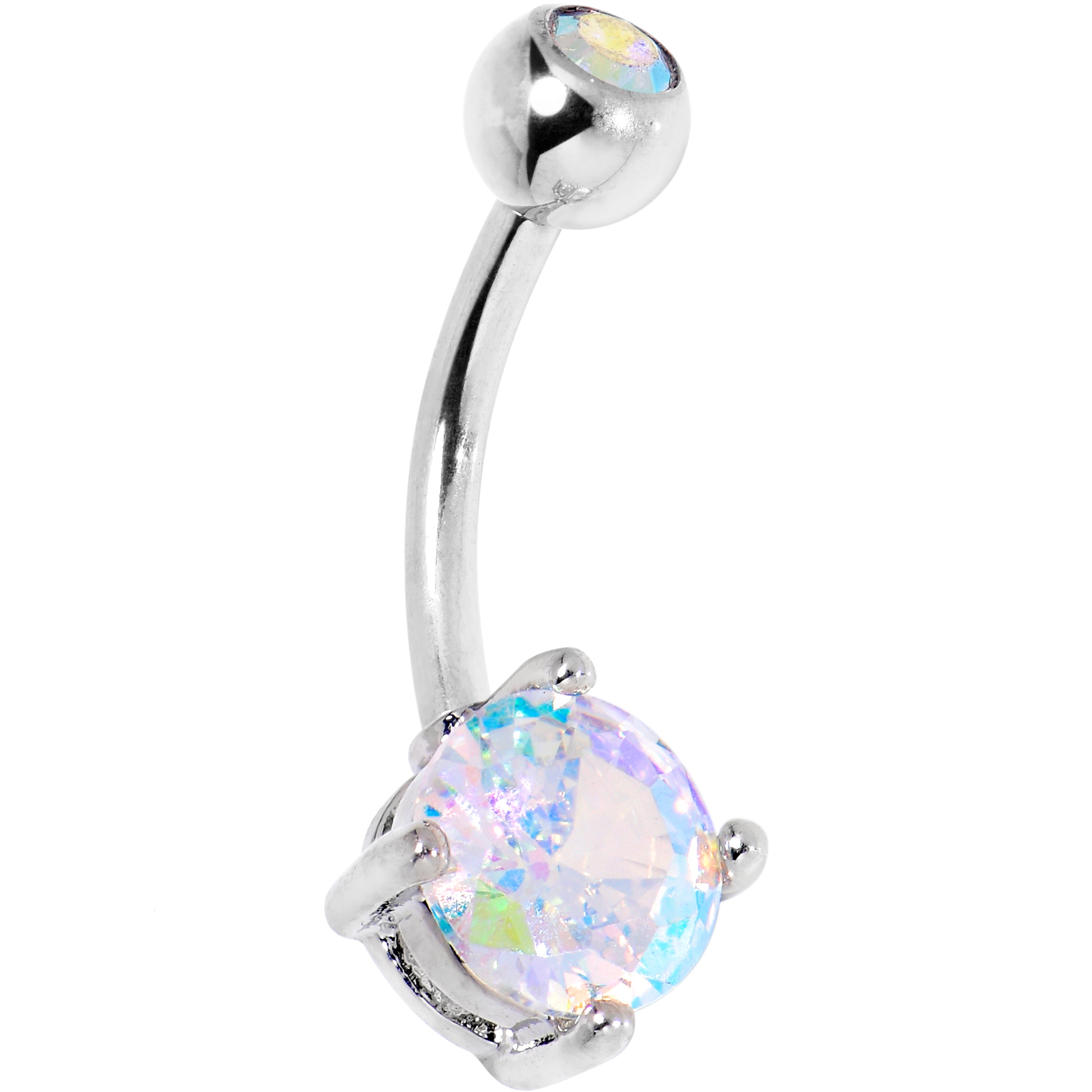 Aurora CZ Gem ASTM F136 Titanium Double Glam Belly Ring