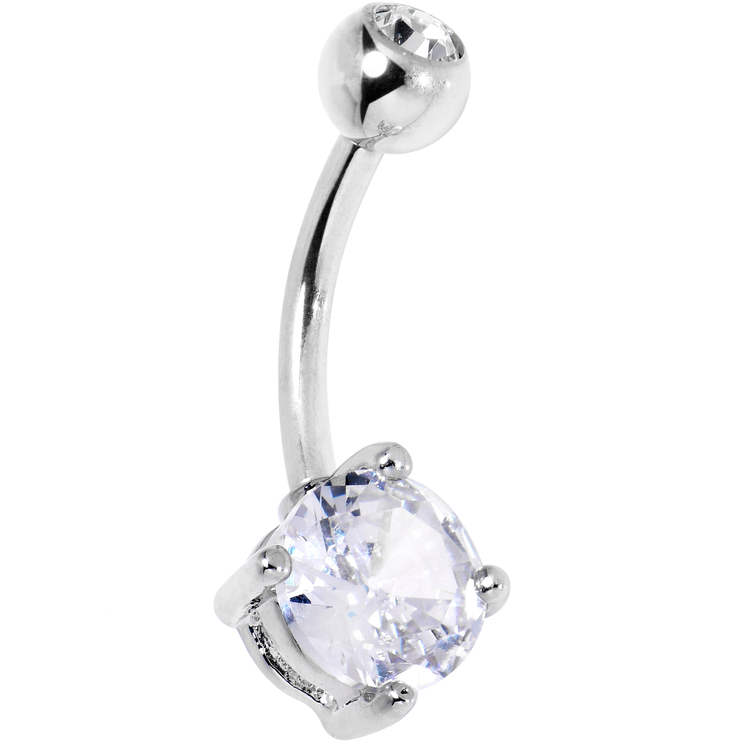 Clear CZ Gem ASTM F136 Titanium Double Glam Belly Ring