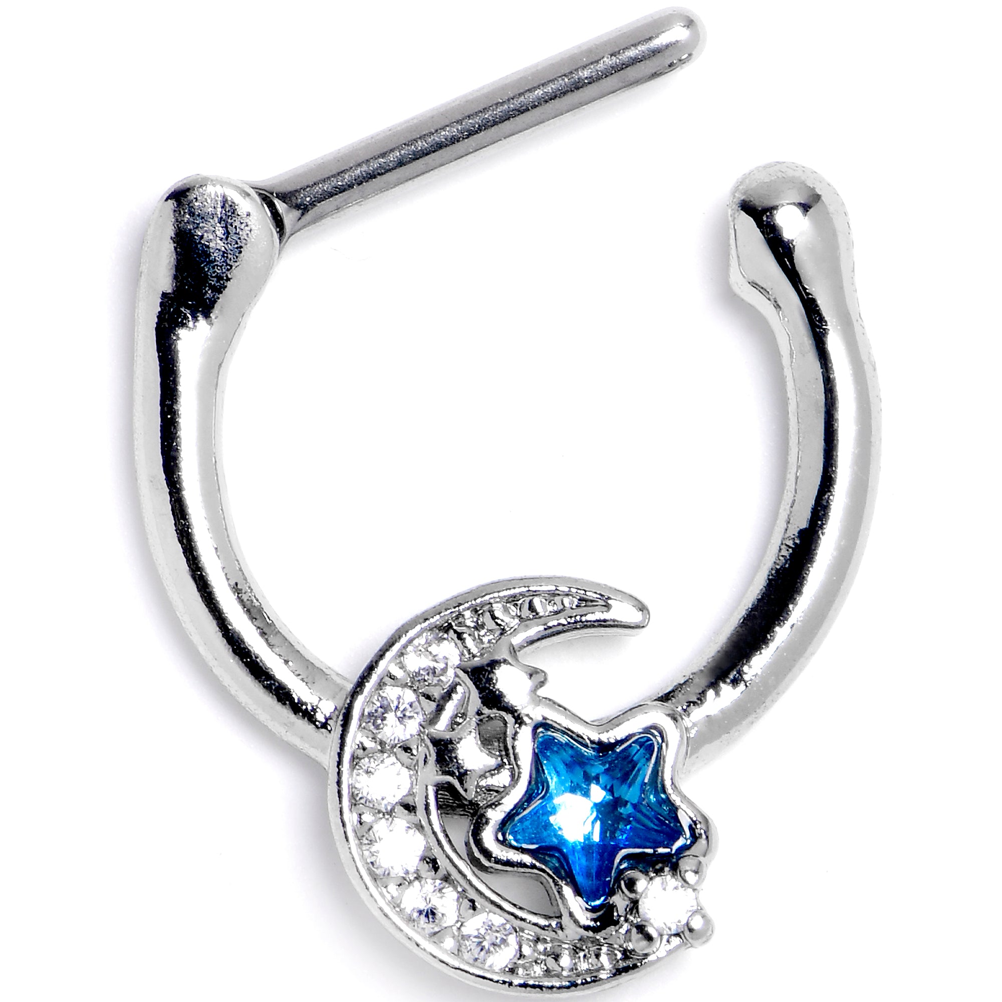 16 Gauge 5/16 Blue CZ Gem Starry Night Sky Cartilage Clicker