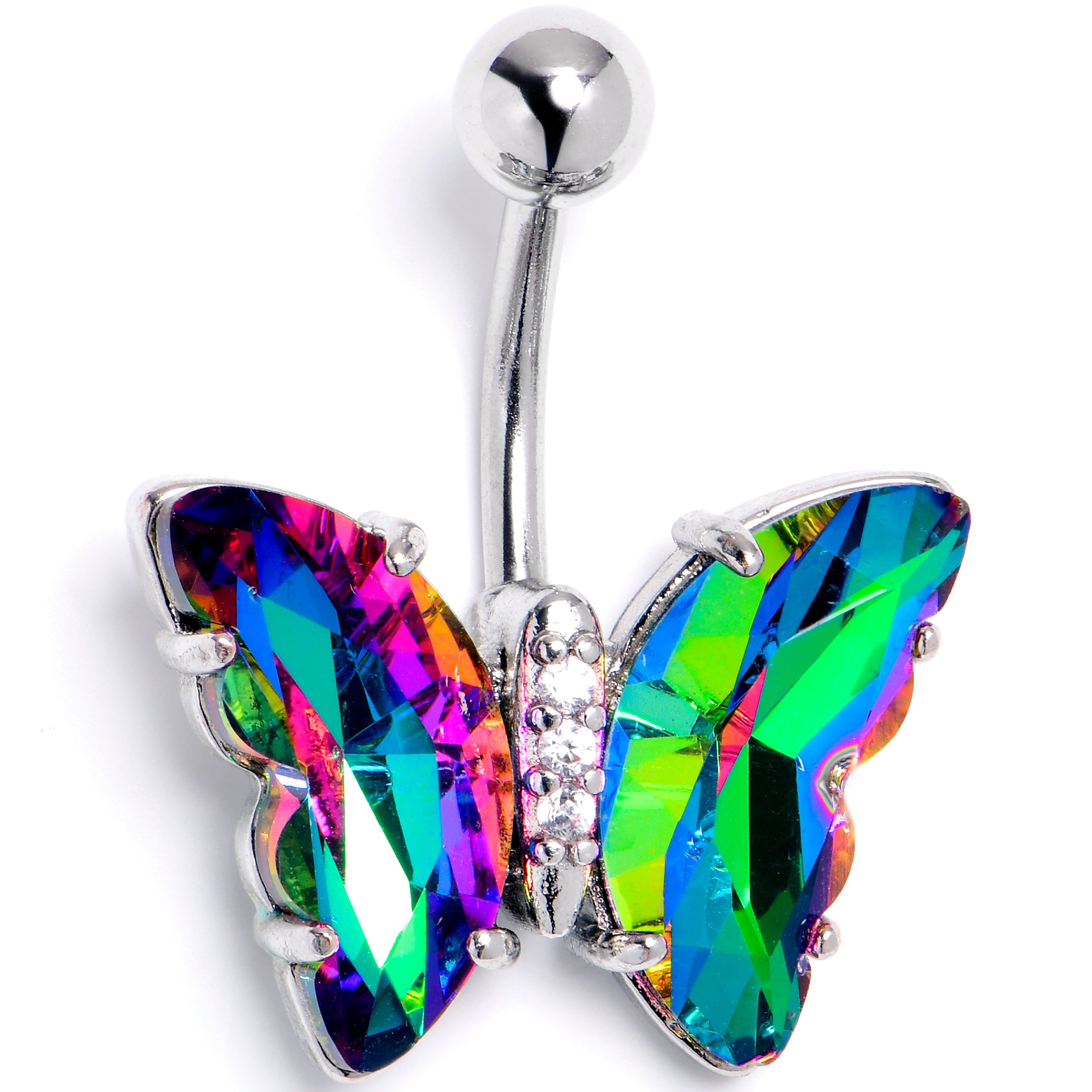 Vitrail Clear CZ Gem Simply Colorful Butterfly Belly Ring