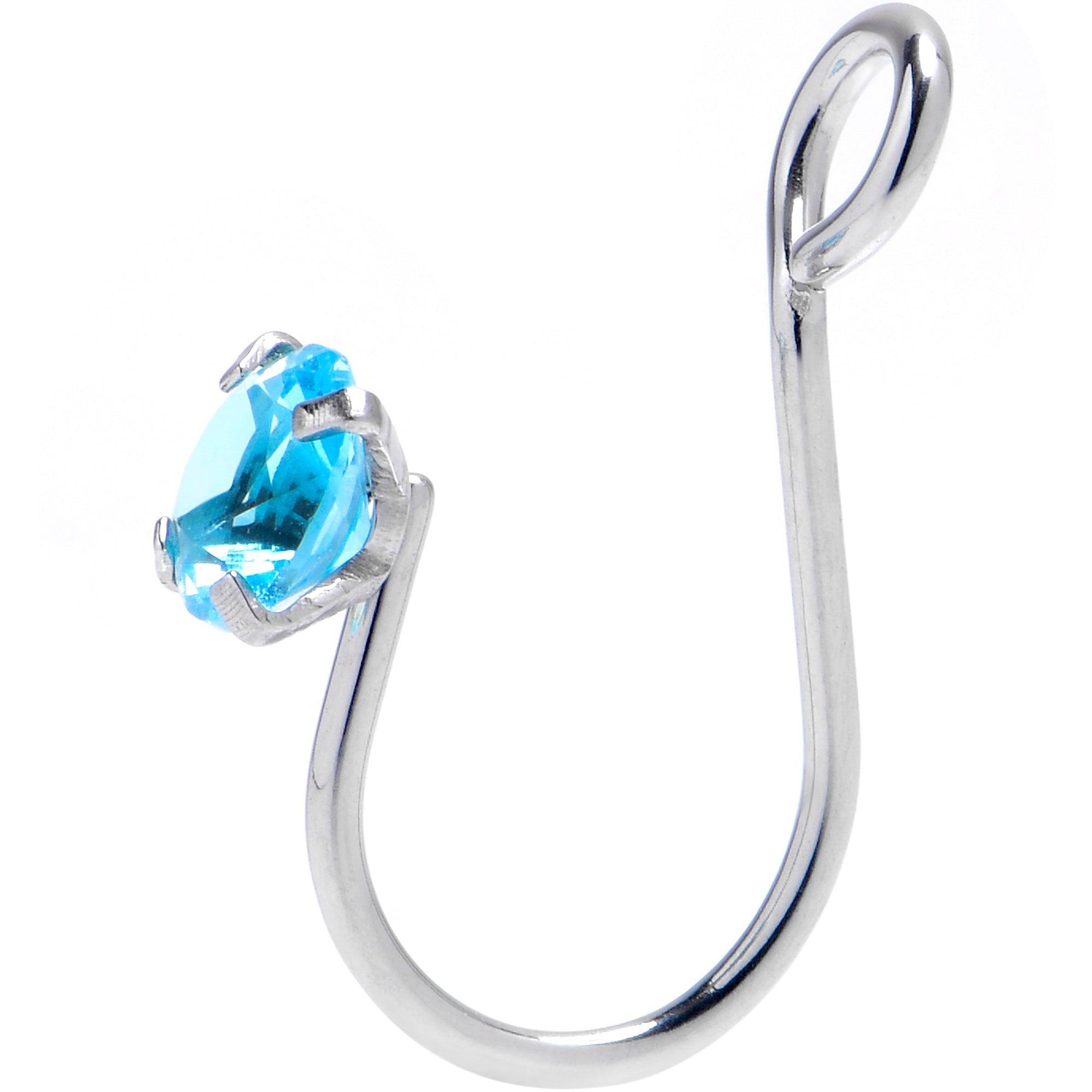 Blue CZ Gem Simple Glamour Clip On Nose Ring