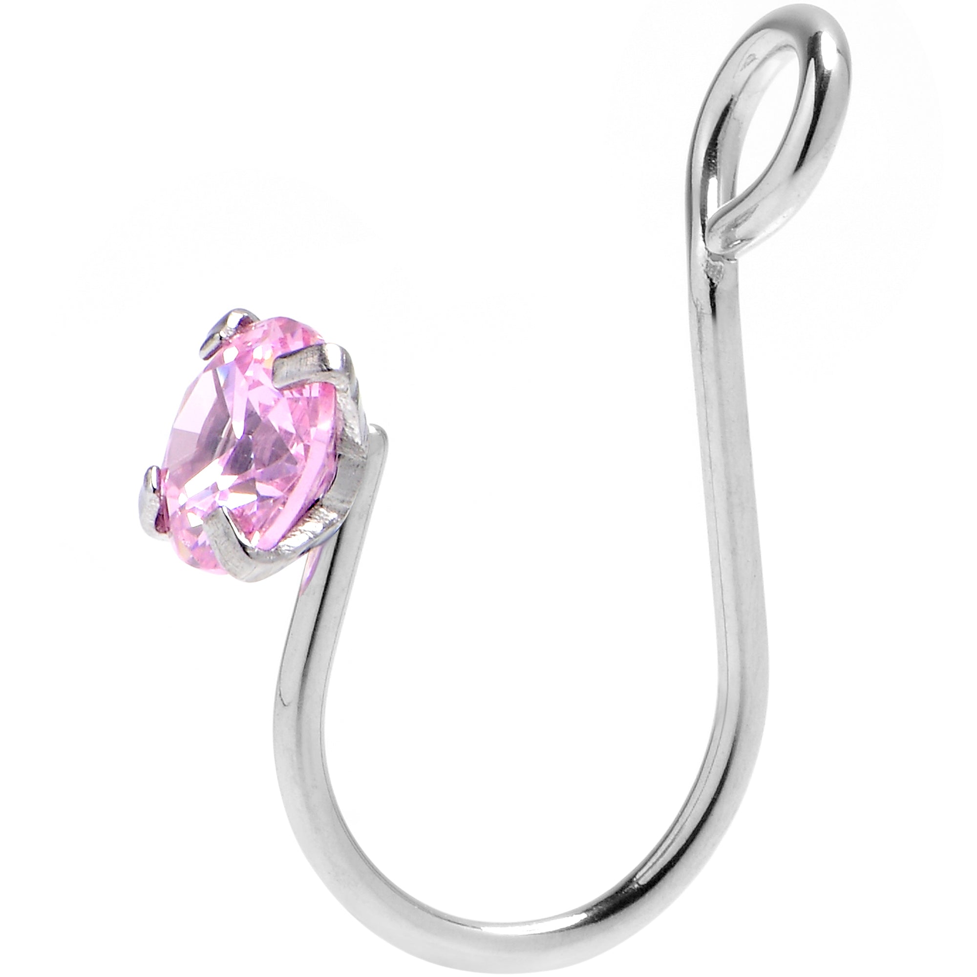 Pink CZ Gem Simple Glamour Clip On Nose Ring