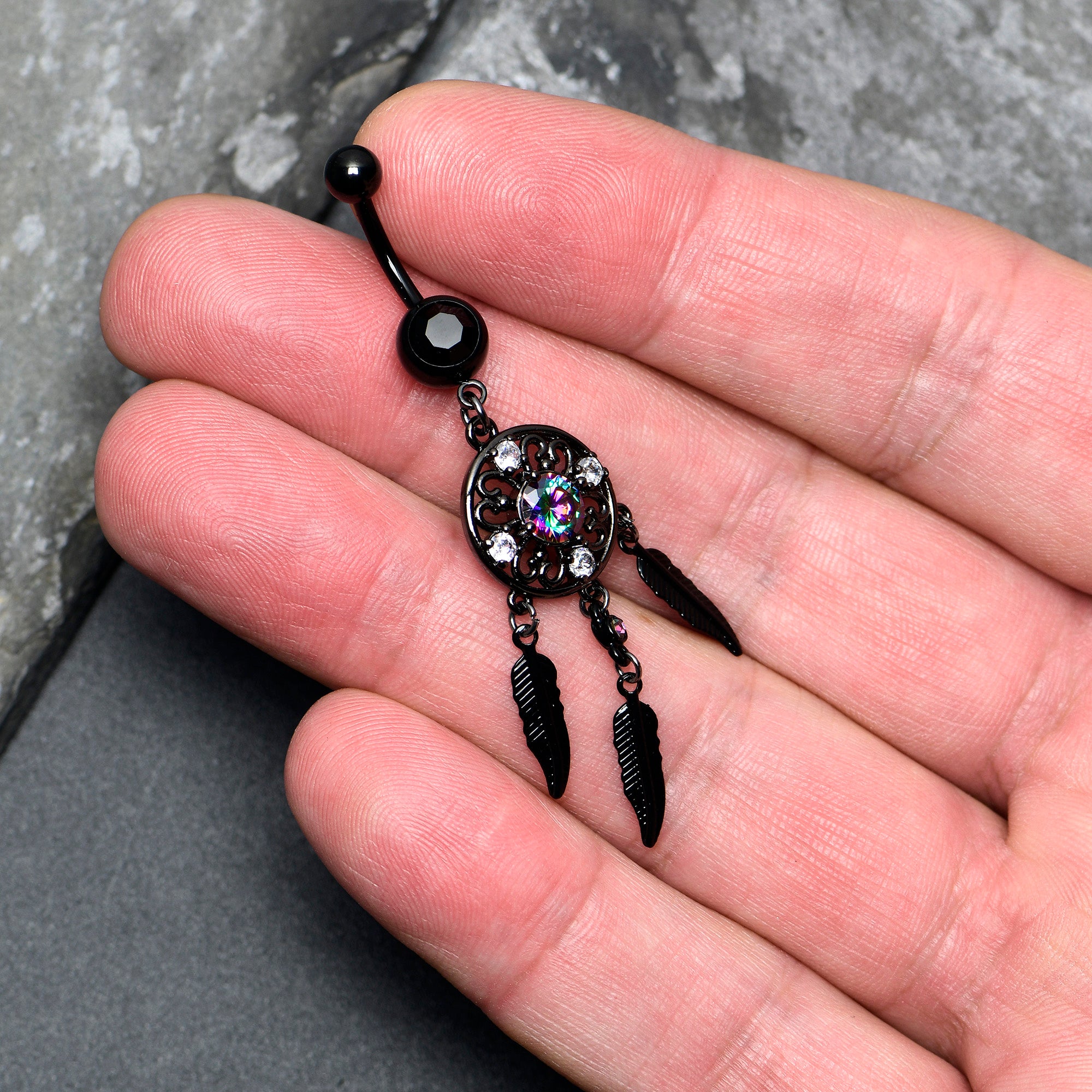 Feather hot sale belly ring