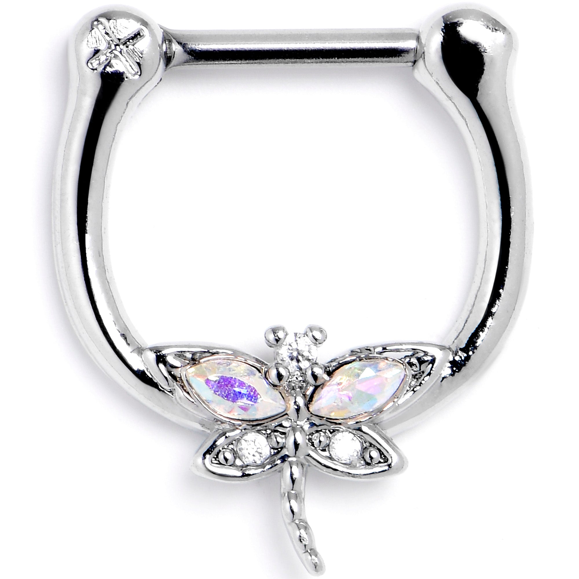 16 Gauge 5/16 Aurora CZ Gem Understated Dragonfly Cartilage Clicker