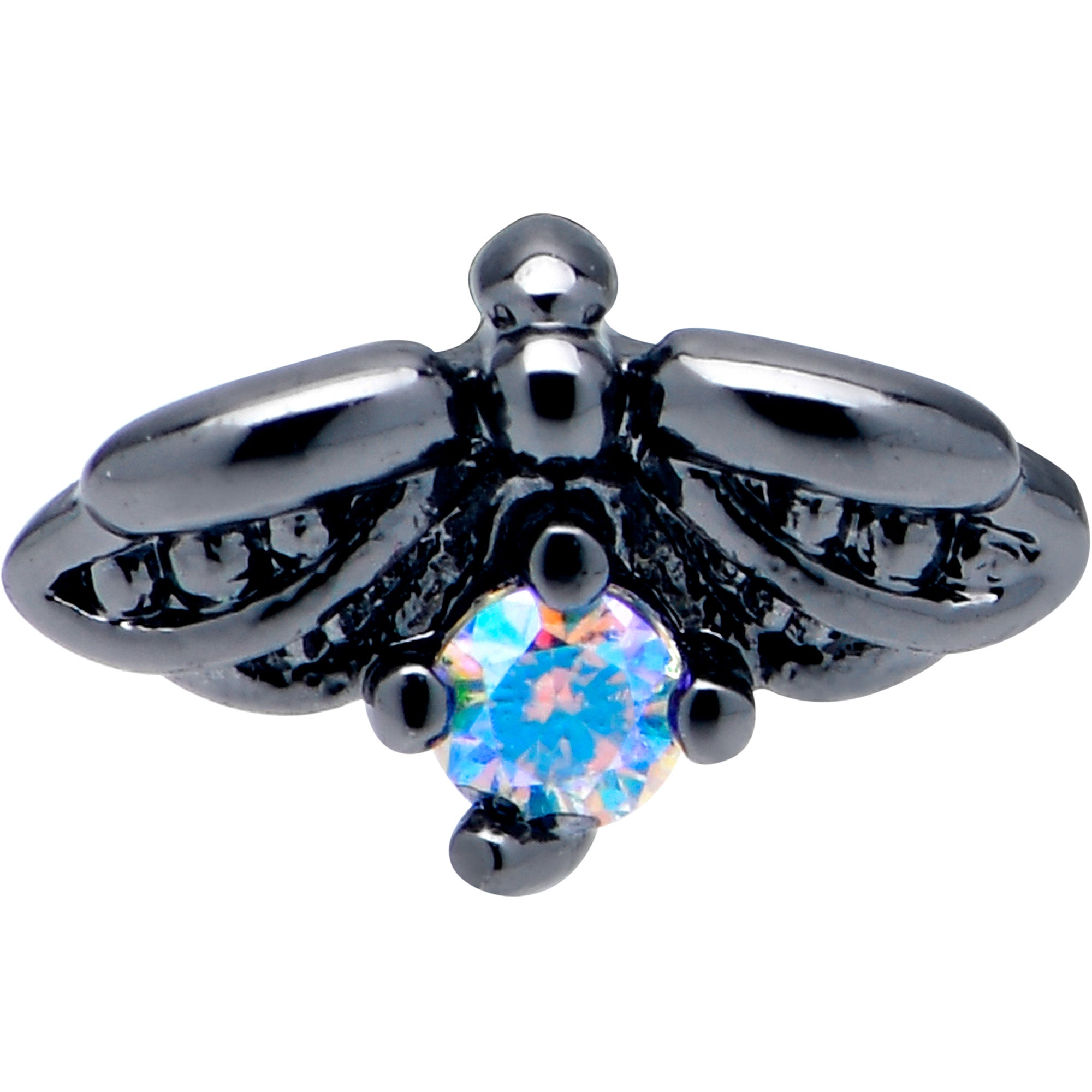 16 Gauge 1/4 Blue Gem Black Gothic Butterfly Cartilage Tragus Earring