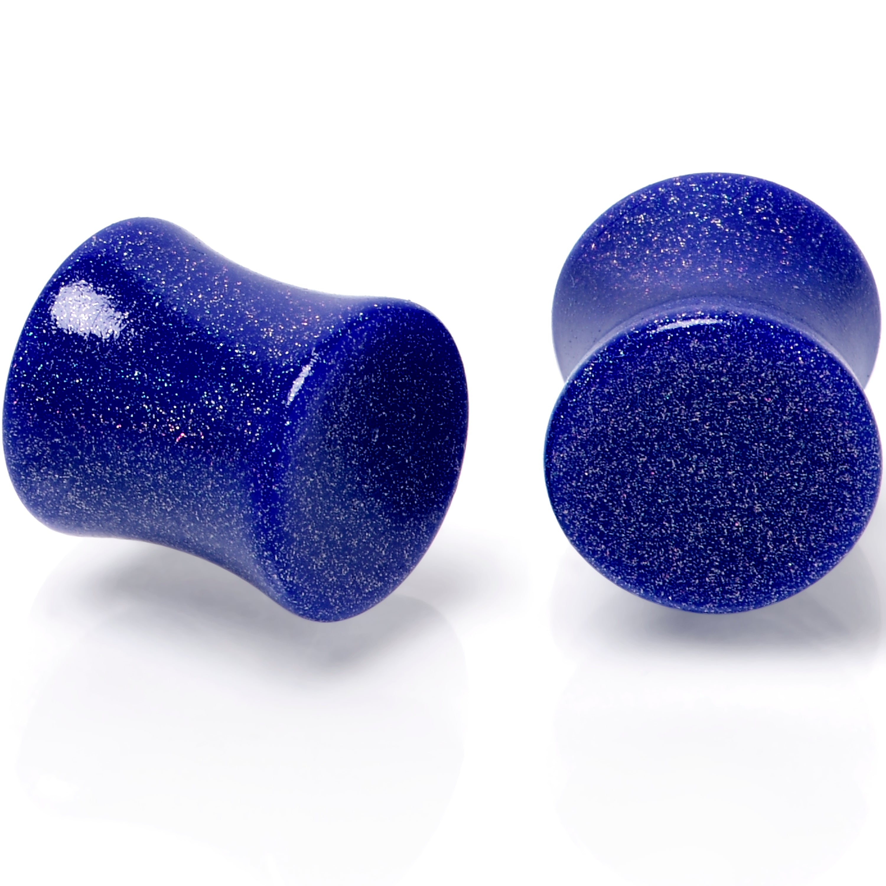 Blue Shimmer Acrylic Saddle Plug Set 6mm to 20mm Sizes