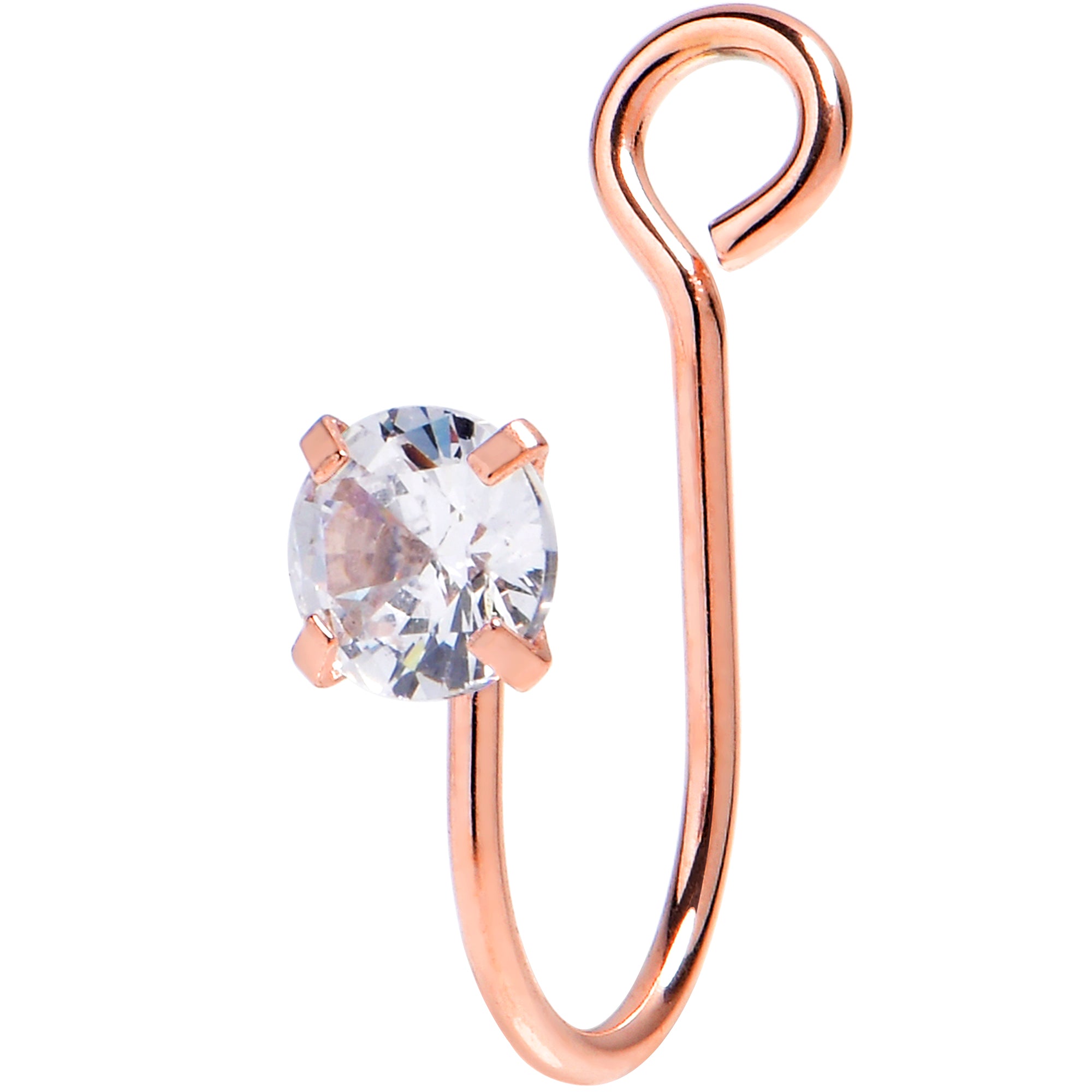 Rose Gold Stainless Steel CZ Clip on Fake Nose Ring