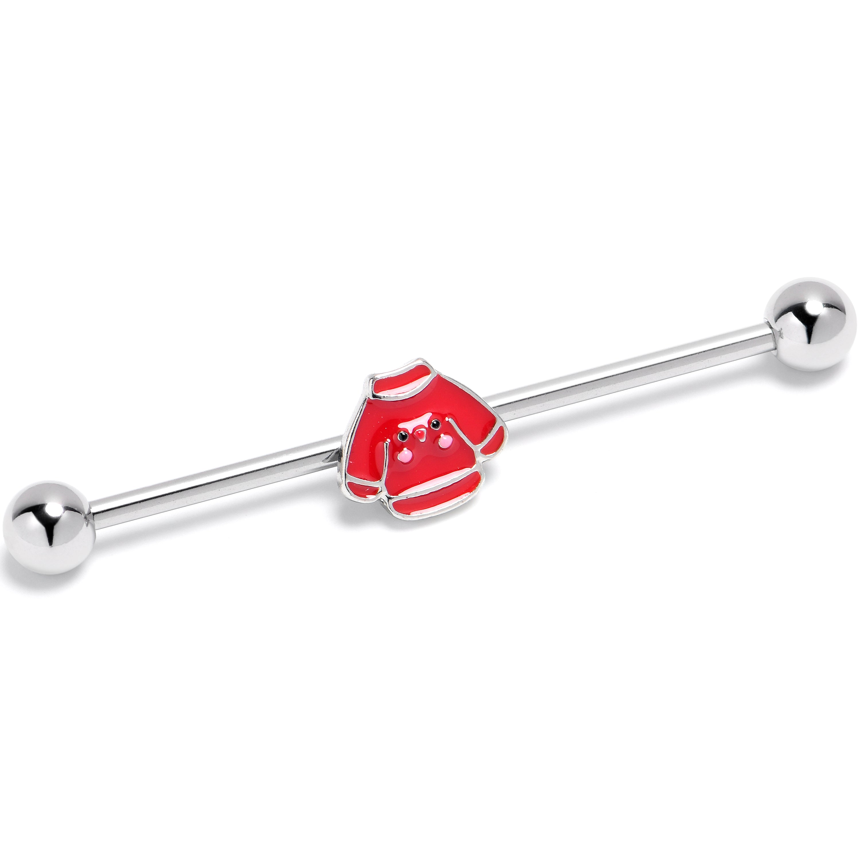 14 Gauge Happy Holiday Red Sweater Industrial Barbell 38mm