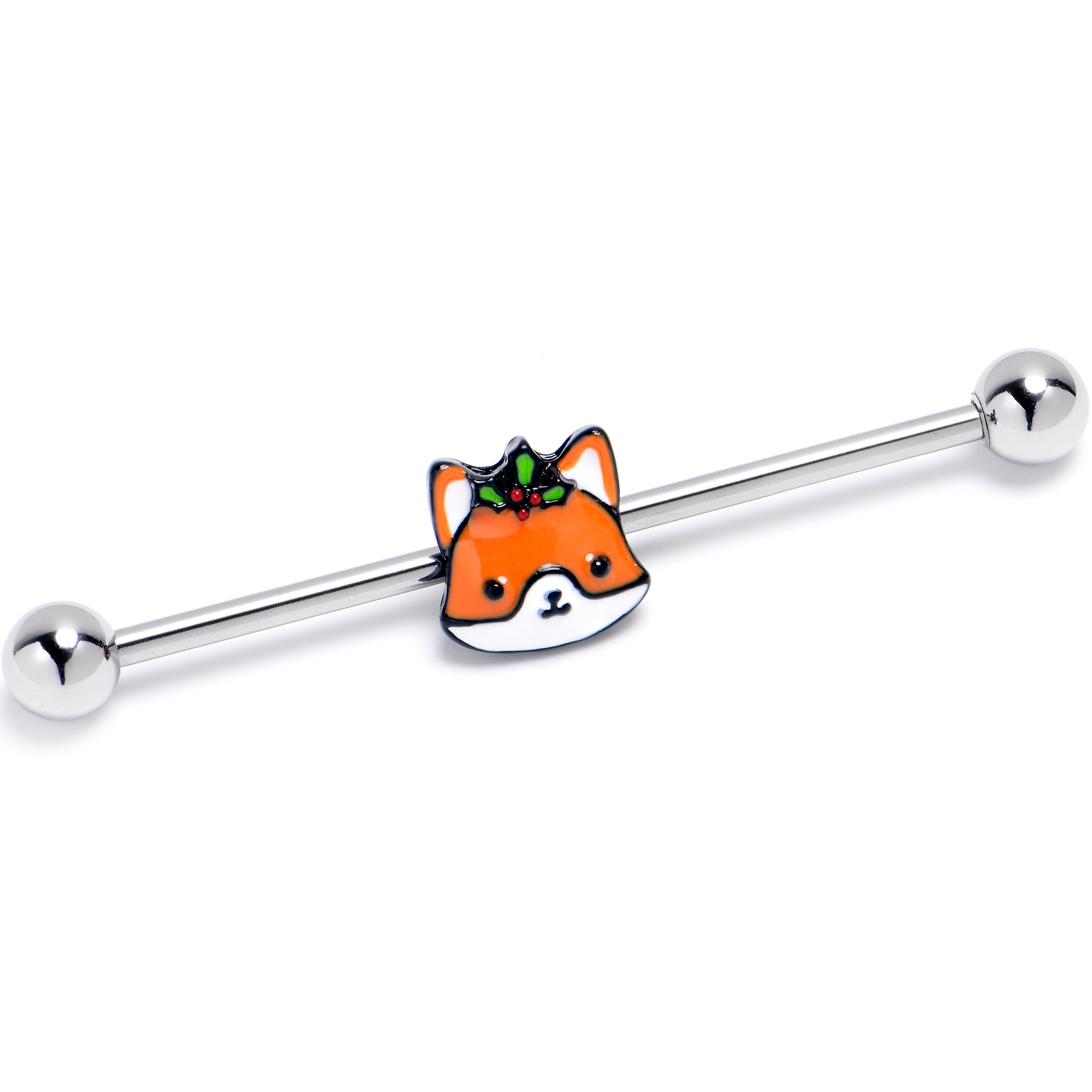 14 Gauge Holly Holiday Fox Industrial Barbell 38mm