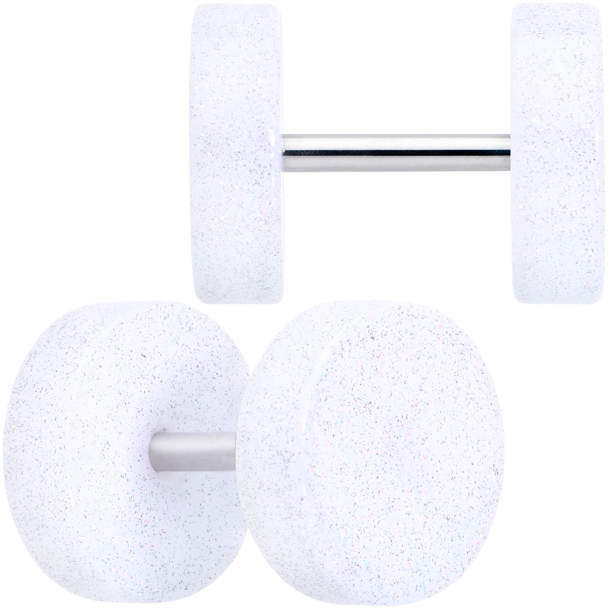 18 Gauge White Shimmer Acrylic Cheater Plug Set