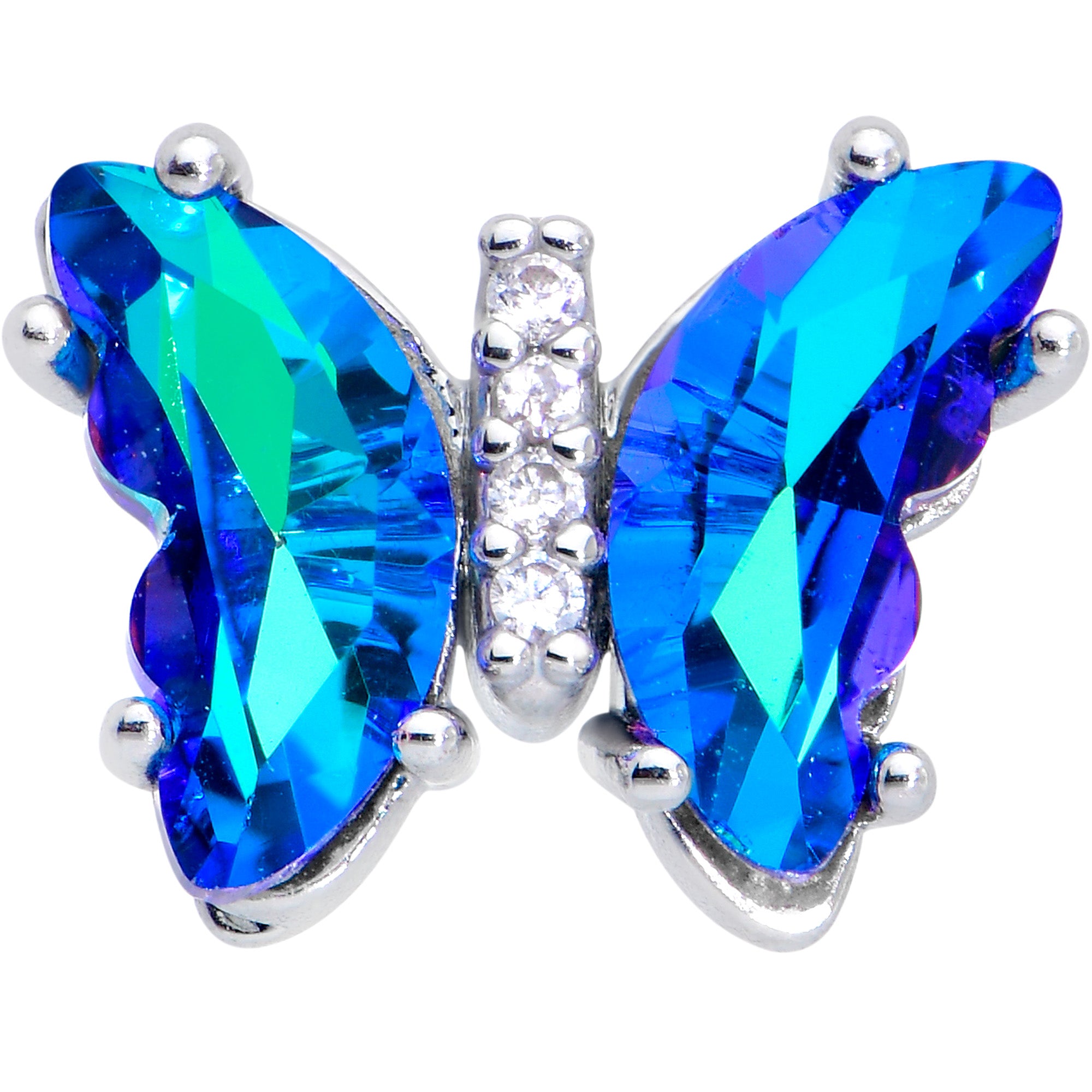 16 Gauge 1/4 Blue CZ Gem Simply Colorful Butterfly Cartilage Earring