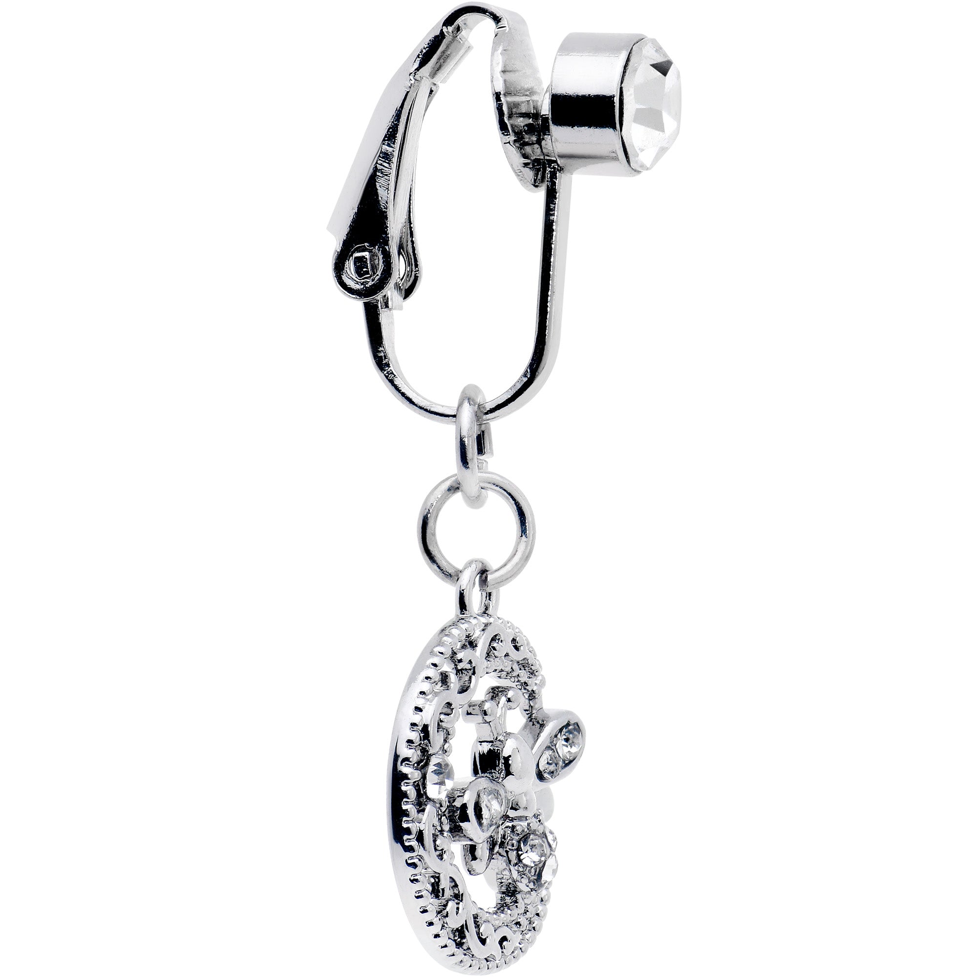 Clear Gem Lunar Dragonfly Fake Clip On Belly Ring