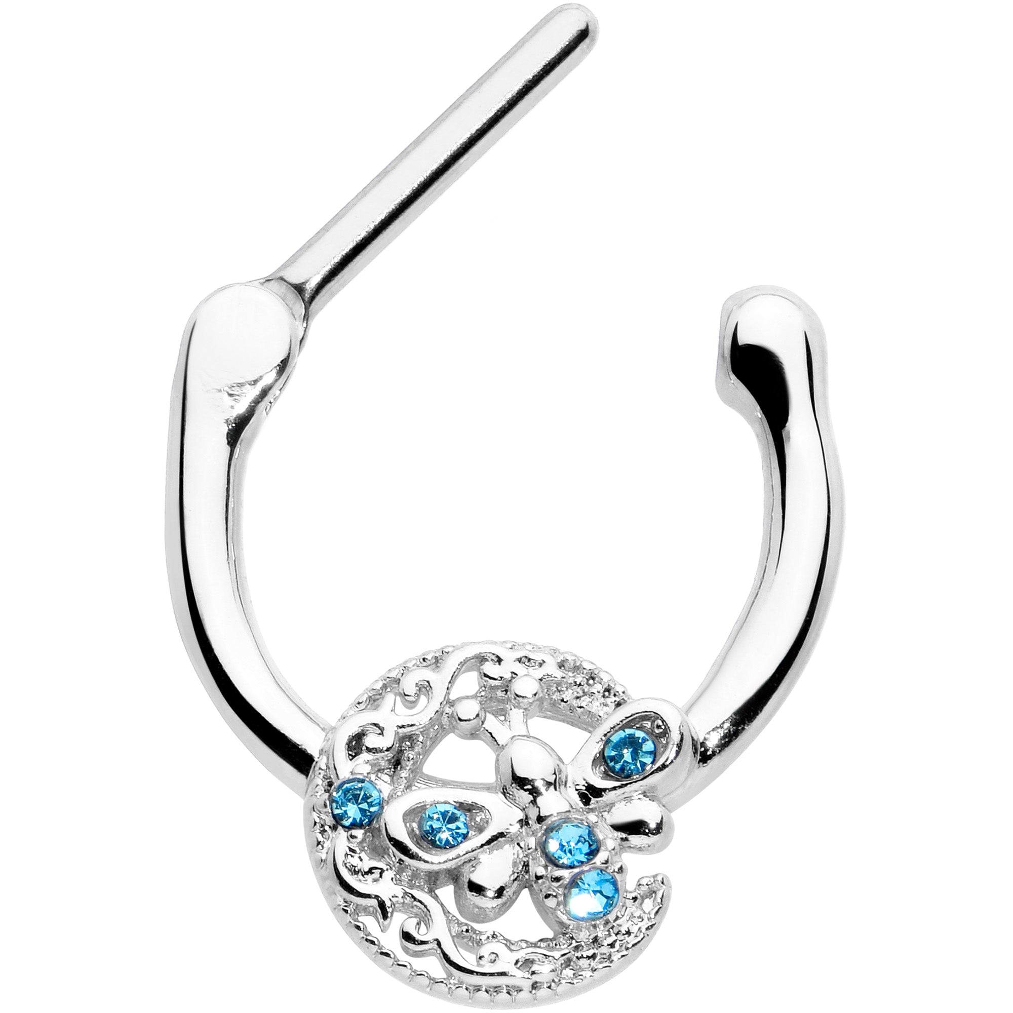 16 Gauge 5/16 Blue Gem Lunar Dragonfly Cartilage Clicker