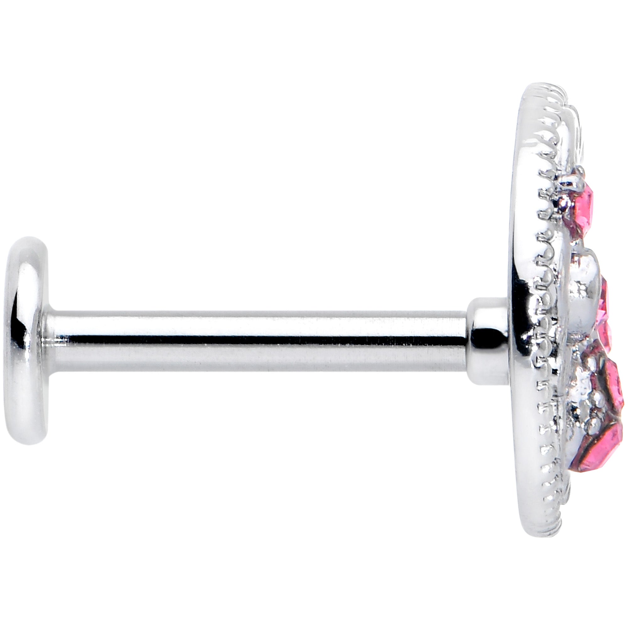 16 Gauge 5/16 Pink Gem Lunar Dragonfly Internally Threaded Labret Tragus