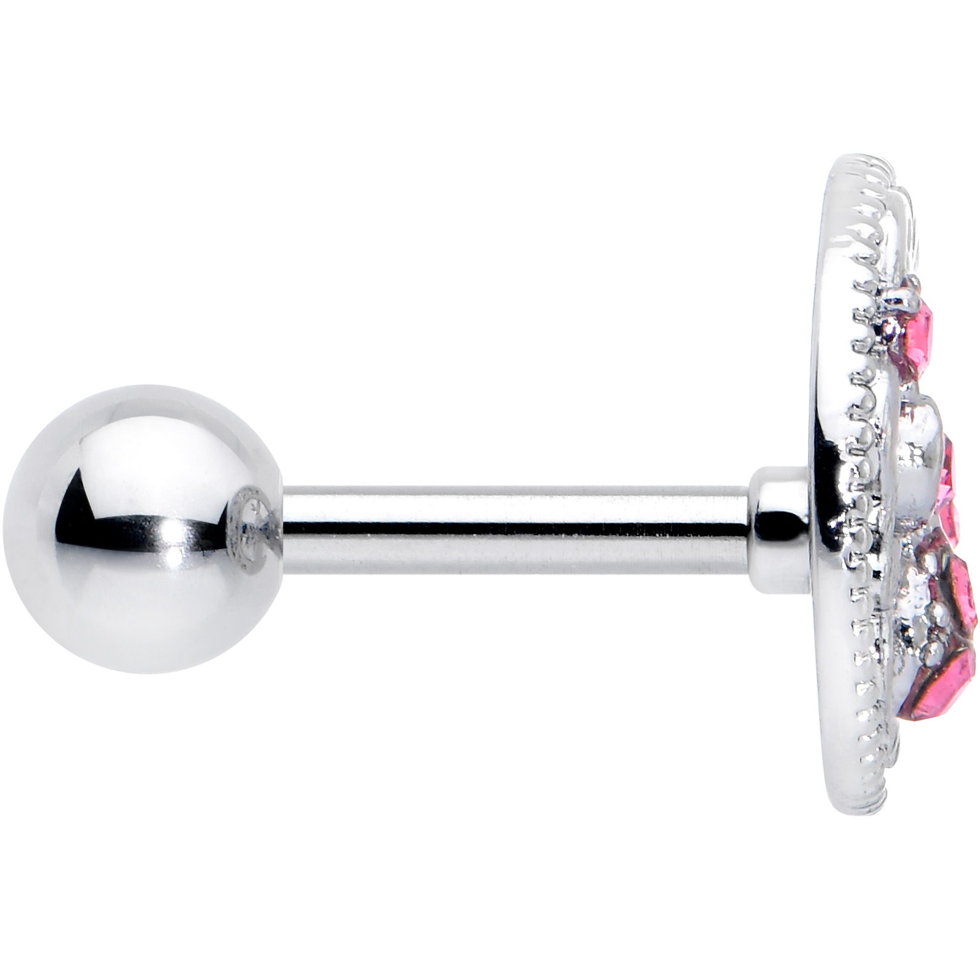 16 Gauge 1/4 Pink Gem Lunar Dragonfly Cartilage Tragus Earring