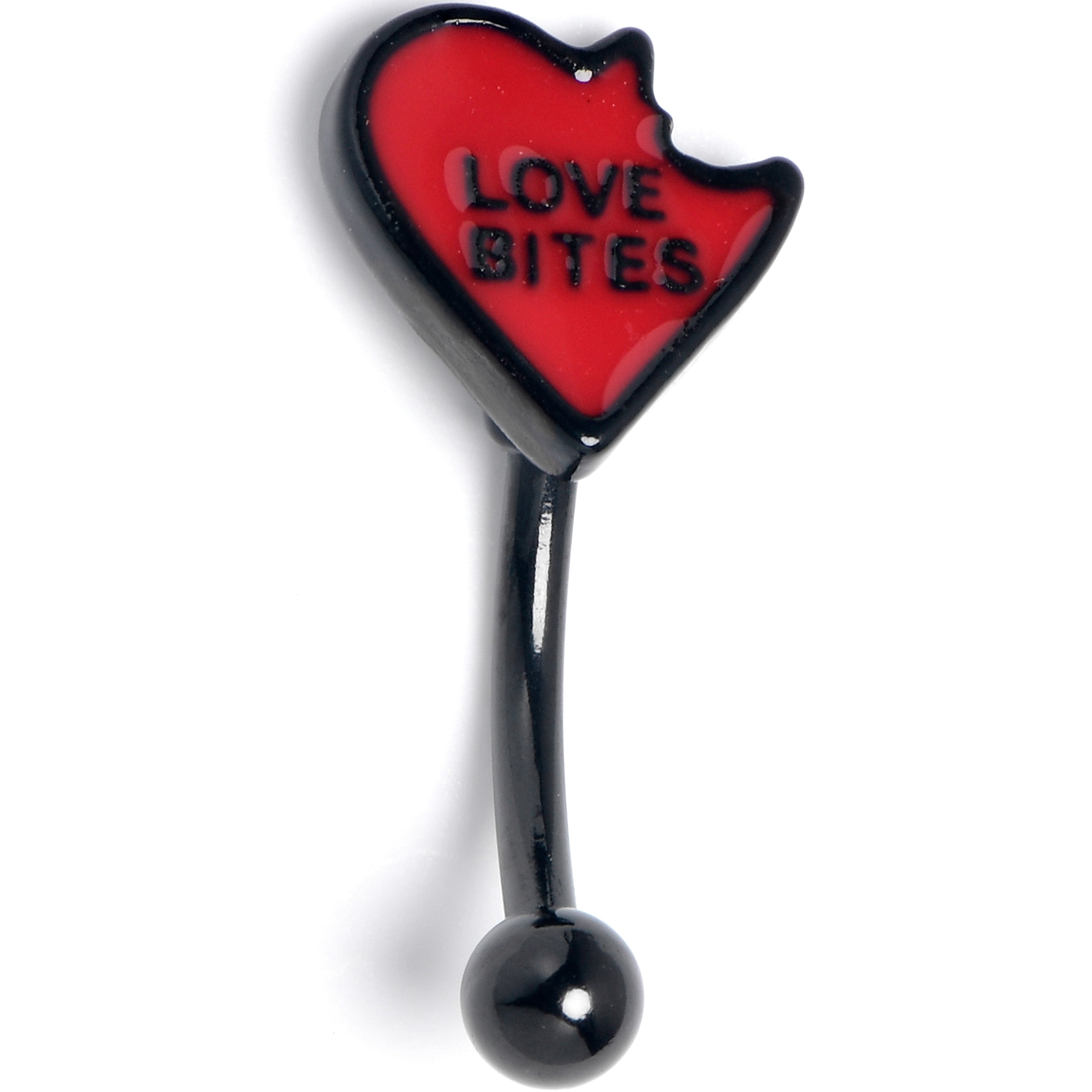 16 Gauge 5/16 Black Love Bites Heart Valentine Curved Eyebrow Ring