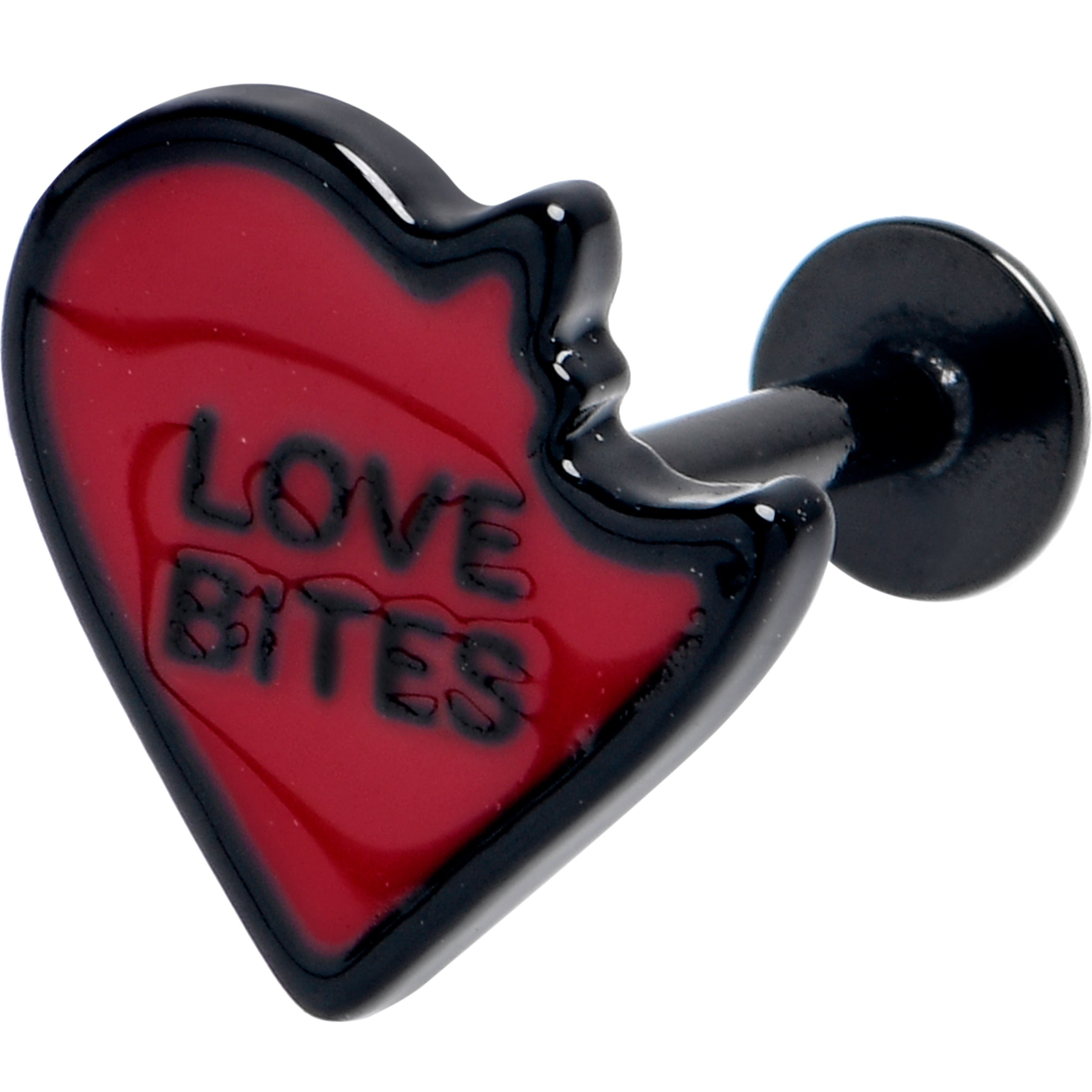 16 Gauge 5/16 Black Love Bites Heart Valentine Labret Monroe Tragus