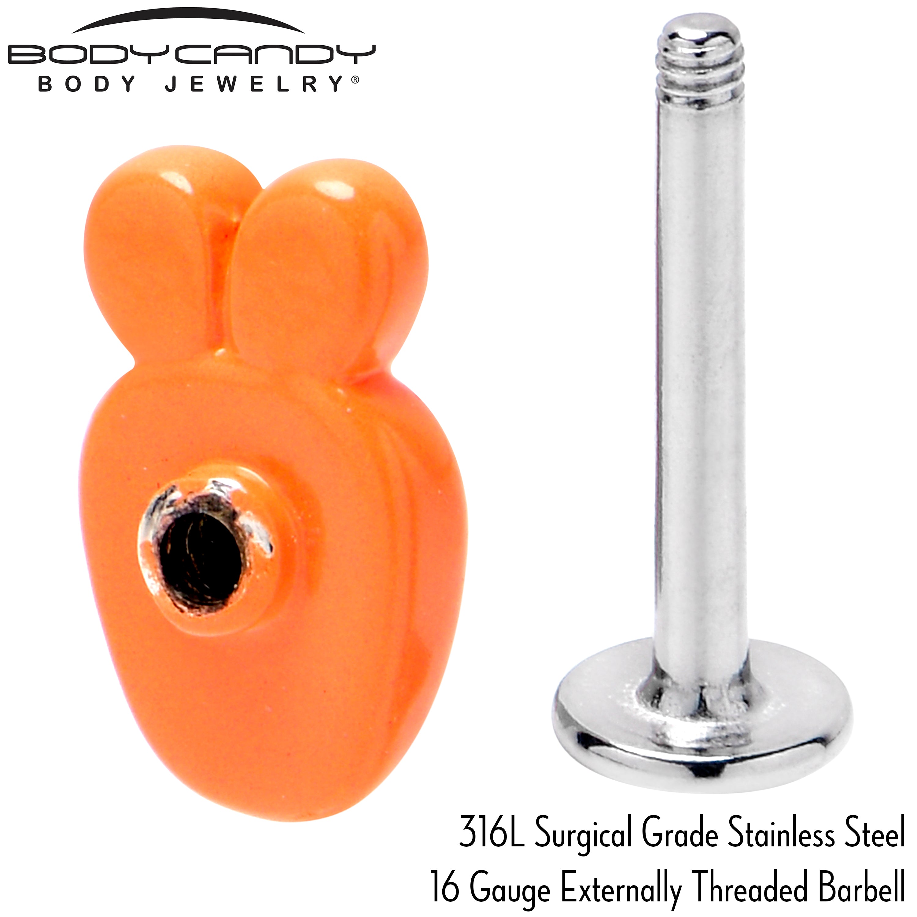 16 Gauge 5/16 Surprise Carrot Easter Bunny Labret Monroe Tragus