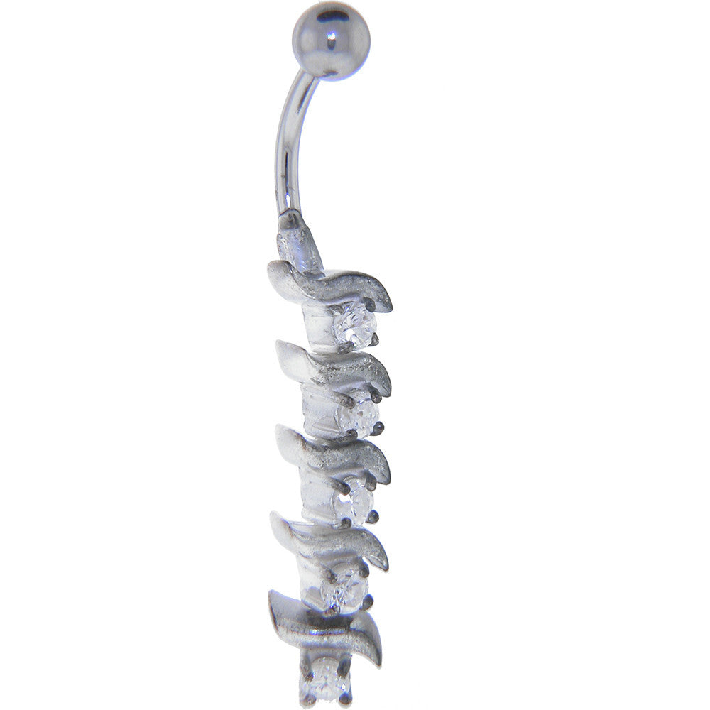 Sterling Silver 925 Crystalline SWAG DROP GEM Belly Ring