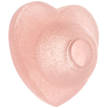 Pink Silicone Heart Glow in the Dark Barbell Cap