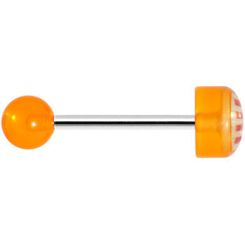 14 Gauge Orange Acrylic American Flag Straight Barbell Tongue Ring