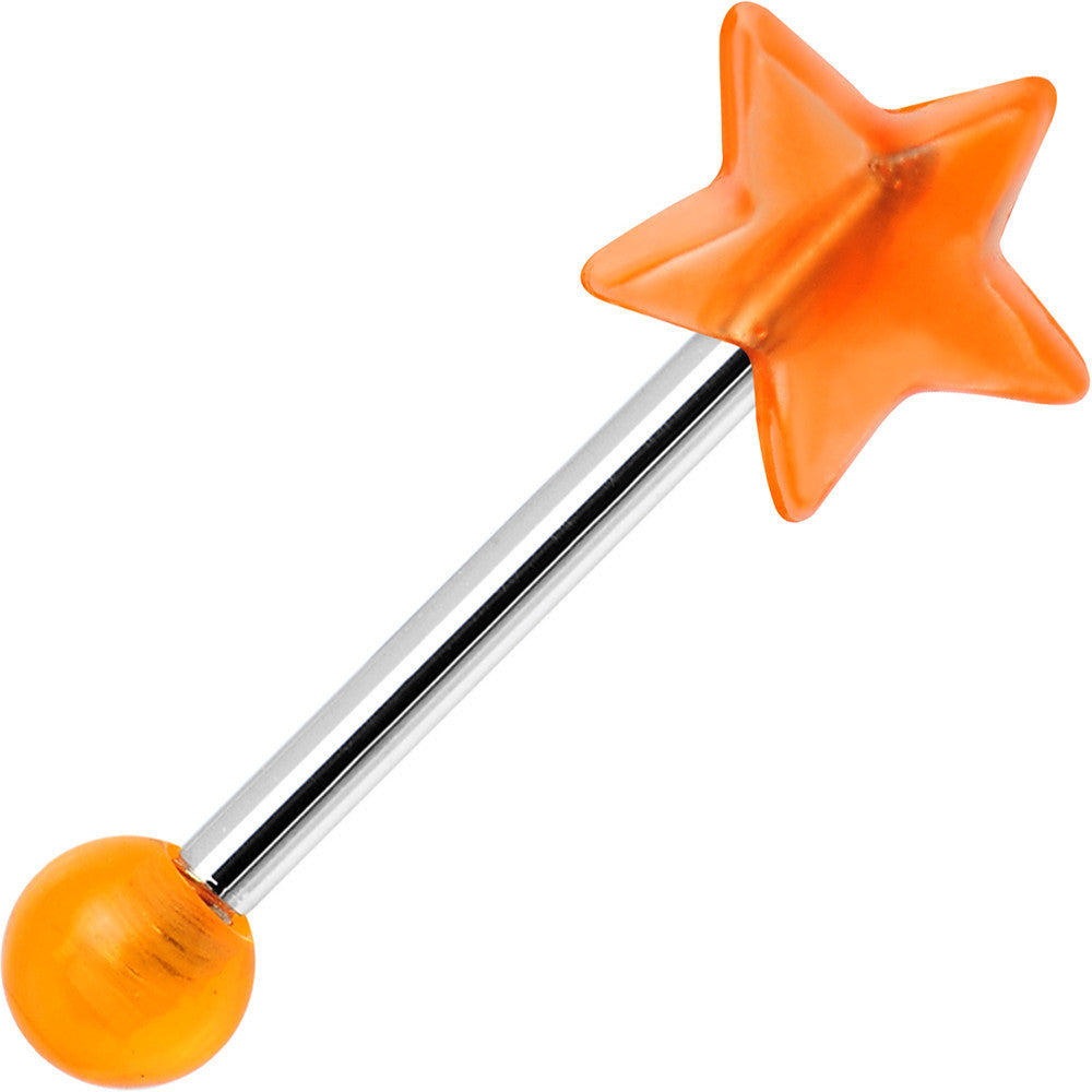 16 Gauge Orange Acrylic Splendid Star Straight Barbell Eyebrow Ring