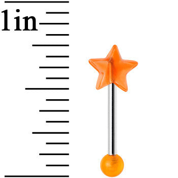 16 Gauge Orange Acrylic Splendid Star Straight Barbell Eyebrow Ring