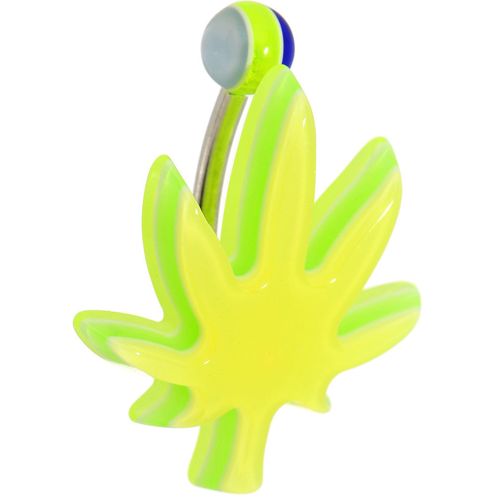 Yellow Acrylic Multi Layered Ganja Leaf Belly Ring