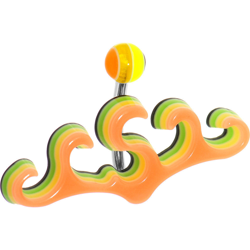 Orange Acrylic Multi Layered Tribal Ocean Waves Belly Ring