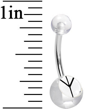 Clear and White Acrylic Inverted Peace Sign Belly Ring