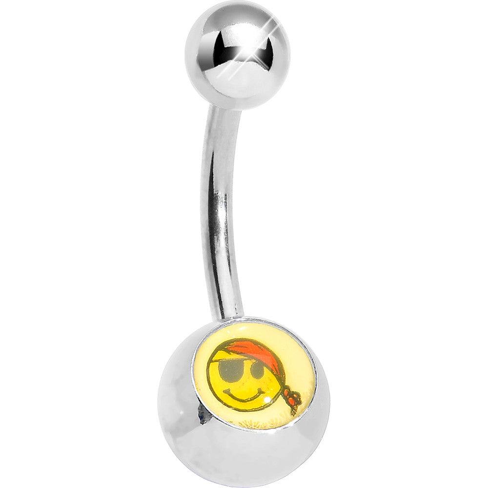 Eyepatch Pirate Smiley Face Belly Ring