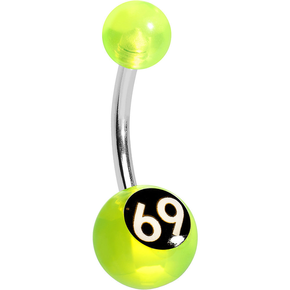 Green Neon and Black Acrylic 69 Belly Ring