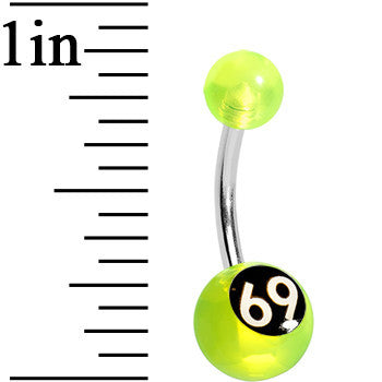 Green Neon and Black Acrylic 69 Belly Ring