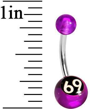 Purple and Black Acrylic 69 Belly Ring