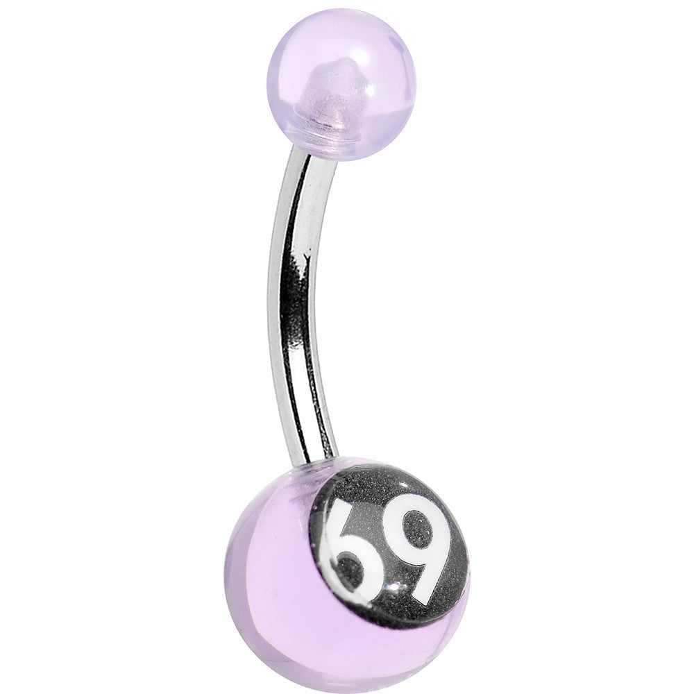 Light Purple Black and White Acrylic 69 Belly Ring