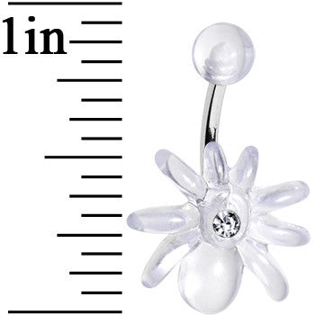 Clear Gem Clear Upward Spider J-Bar Belly Ring