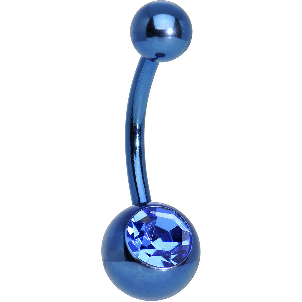 Blue Gem Blue Anodized Titanium Belly Ring