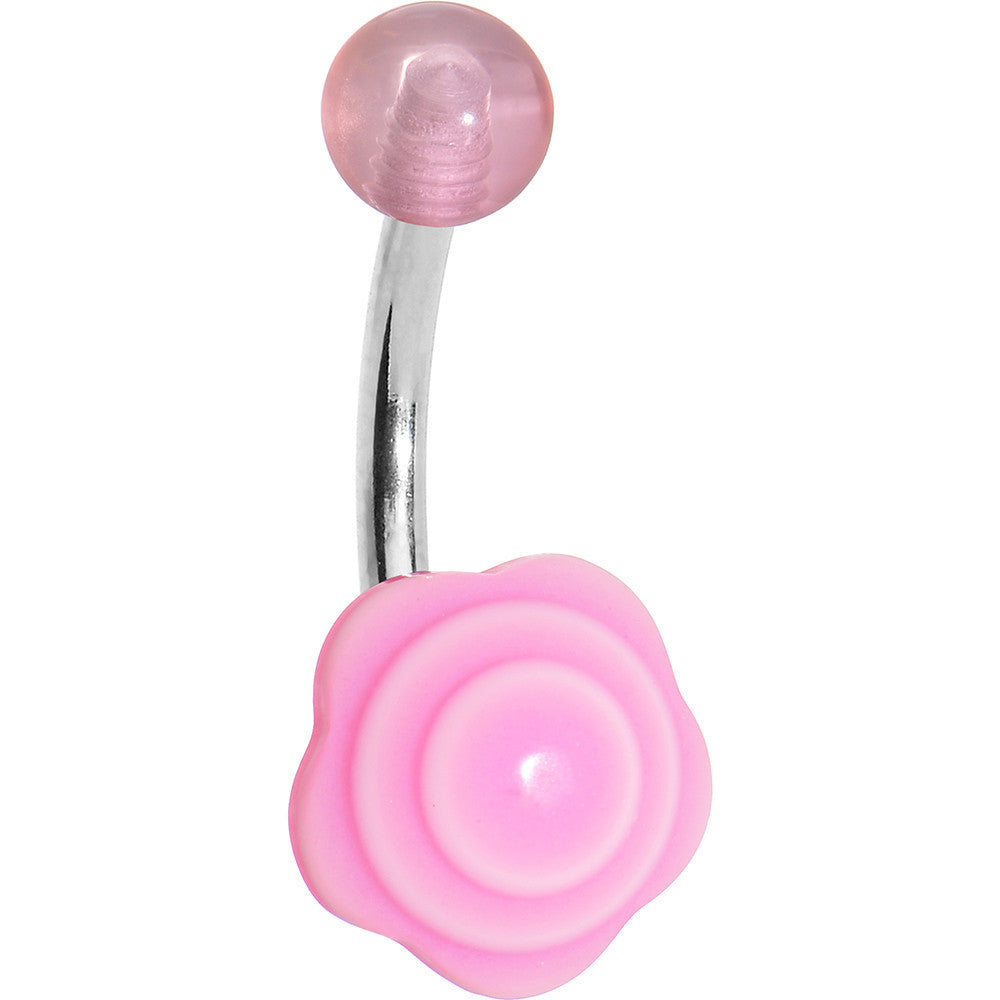 Pale Pink Swirled Flower Belly Ring