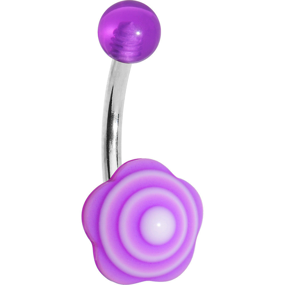 Pale Purple Swirled Flower Belly Ring