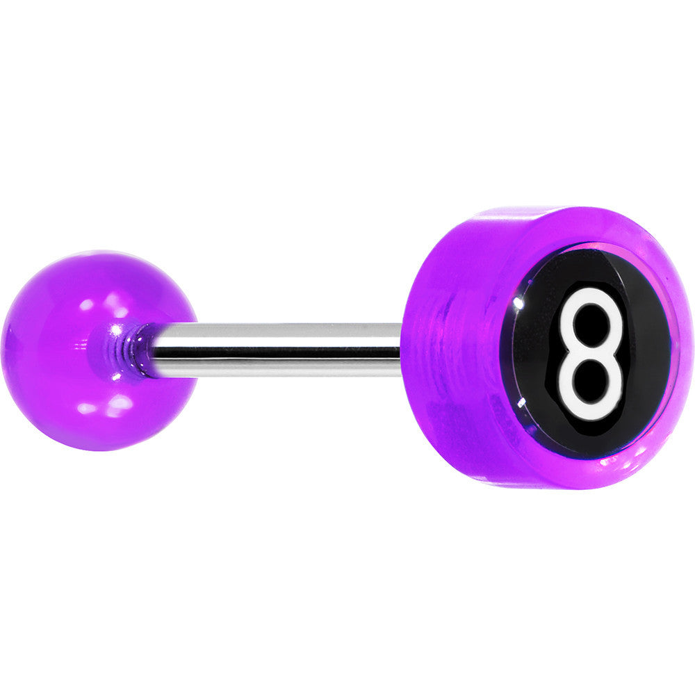 14 Gauge 5/8 Purple Acrylic Behind the 8 Ball Tongue Ring