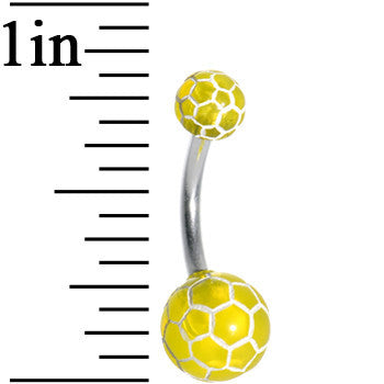 Yellow and White Premier Soccer Ball Belly Ring