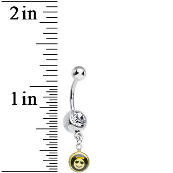 Clear Gem Yellow and Cool Angel Smiley Face Charm Dangle Belly Ring