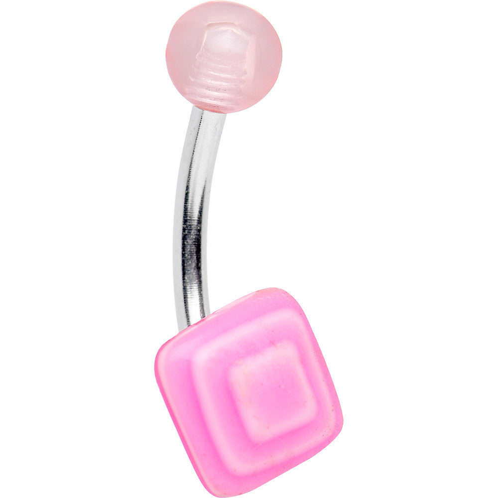 White and Pink Acrylic Layered Diamond Belly Ring